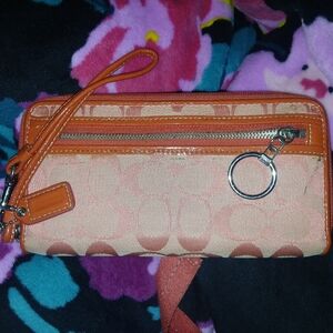 Coach Pink On Pink Signature Wristlet